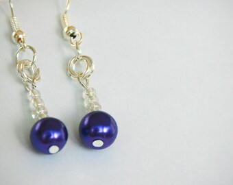 Purple and silver drop earrings - purple earrings, mauve earrings, drop earrings, dangly earrings, sparkly earrings, amethyst colouring