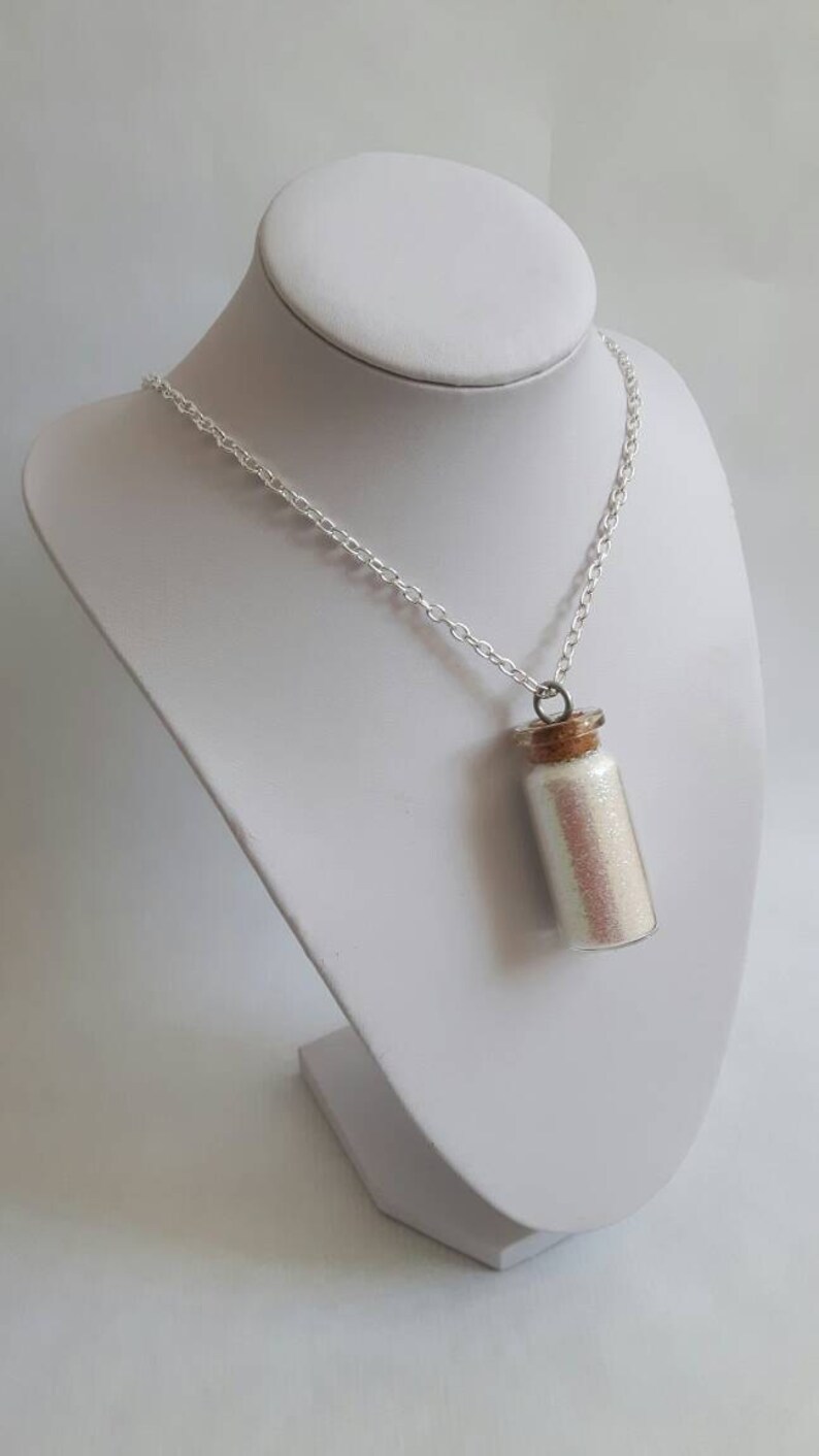 Jar of Snow White Glitter Necklace Mini Jar Necklace Mini Etsy UK