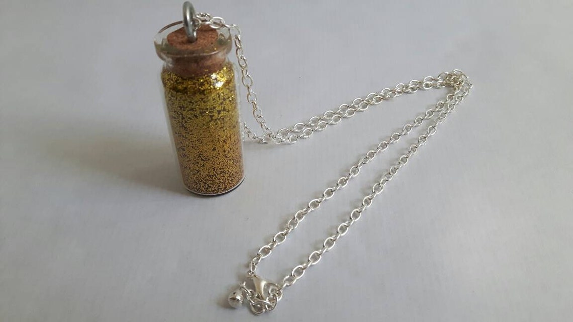 Jar of Gold Glitter Necklace Mini Jar Necklace Mini Jar Etsy UK