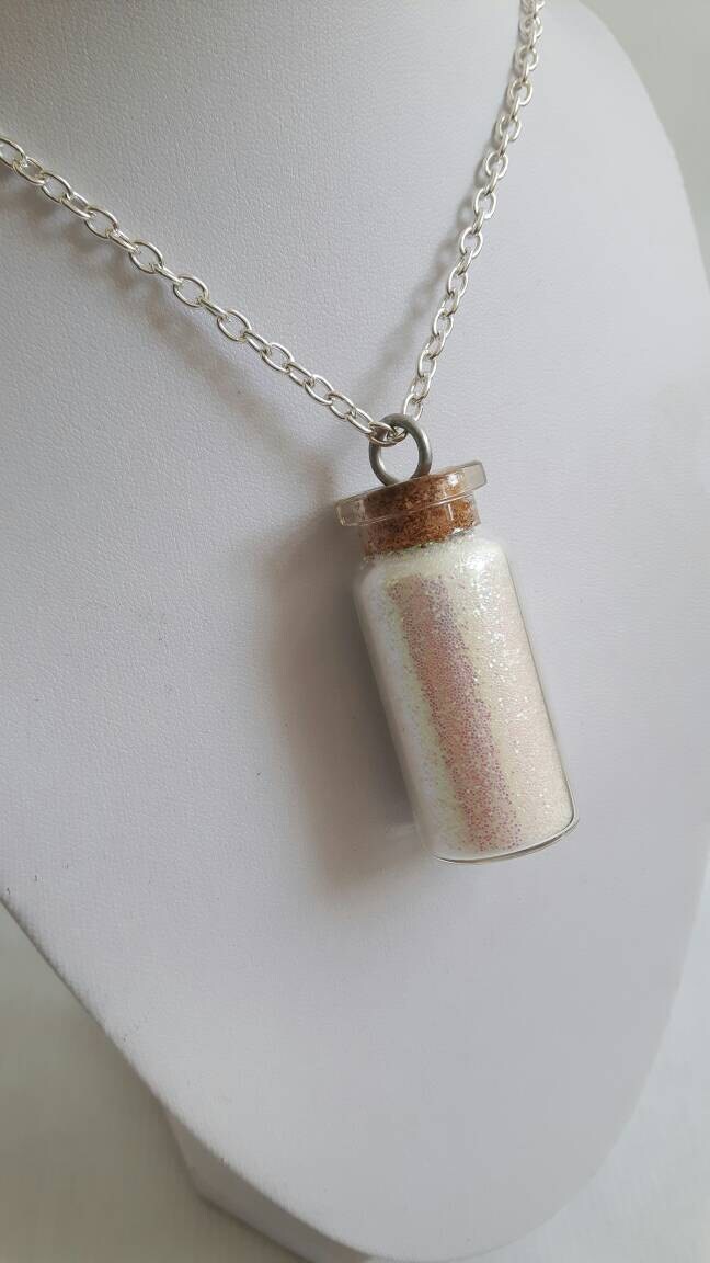 Jar of Snow White Glitter Necklace Mini Jar Necklace Mini Etsy UK
