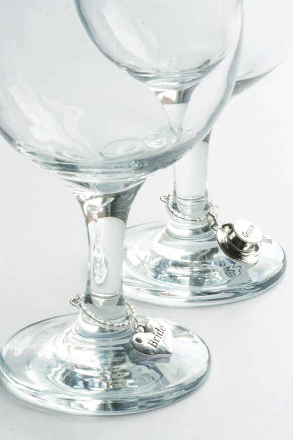 Black Wedding Day - Top Hat Personalised Wedding Wine Glass Charms Favours - DIY