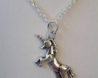 Unicorn charm necklace - unicorns, magical horse, fairytale necklace, charm pendant, silver plated necklace, gift for her, Christmas gift