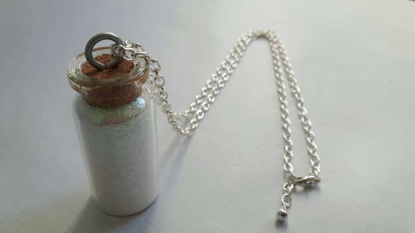 Jar of Snow White Glitter Necklace Mini Jar Necklace Mini Etsy UK