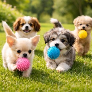 Lot de 3 Mini Balles pour Chien - Jouet Texturées Anti-Stress - Idéal Chiot & Petit Chien - Couleurs Aléatoires