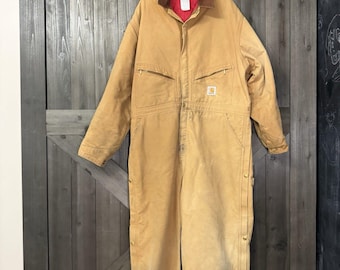 Vintage 80s Carhartt Insulated Coveralls Full Body Canvas Suit