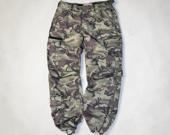 Rzadkie satynowe aksamitne lamówki vintage Abercrombie Fitch Cargo Parachute Pants Y2K