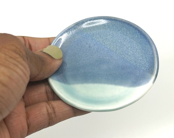 Dillard - Double Dipped Small Hand-formed Porcelain Dish - Sea Glass/Sky Blue, Handmade, Gift, Ceramic Dish, Trinket Dish, Ring Dish