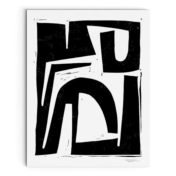 Reversible No.1, Linocut Block Print, Art Print, Modern Art, Minimalist Art, Geometric Art, Digital Art, Wall Art