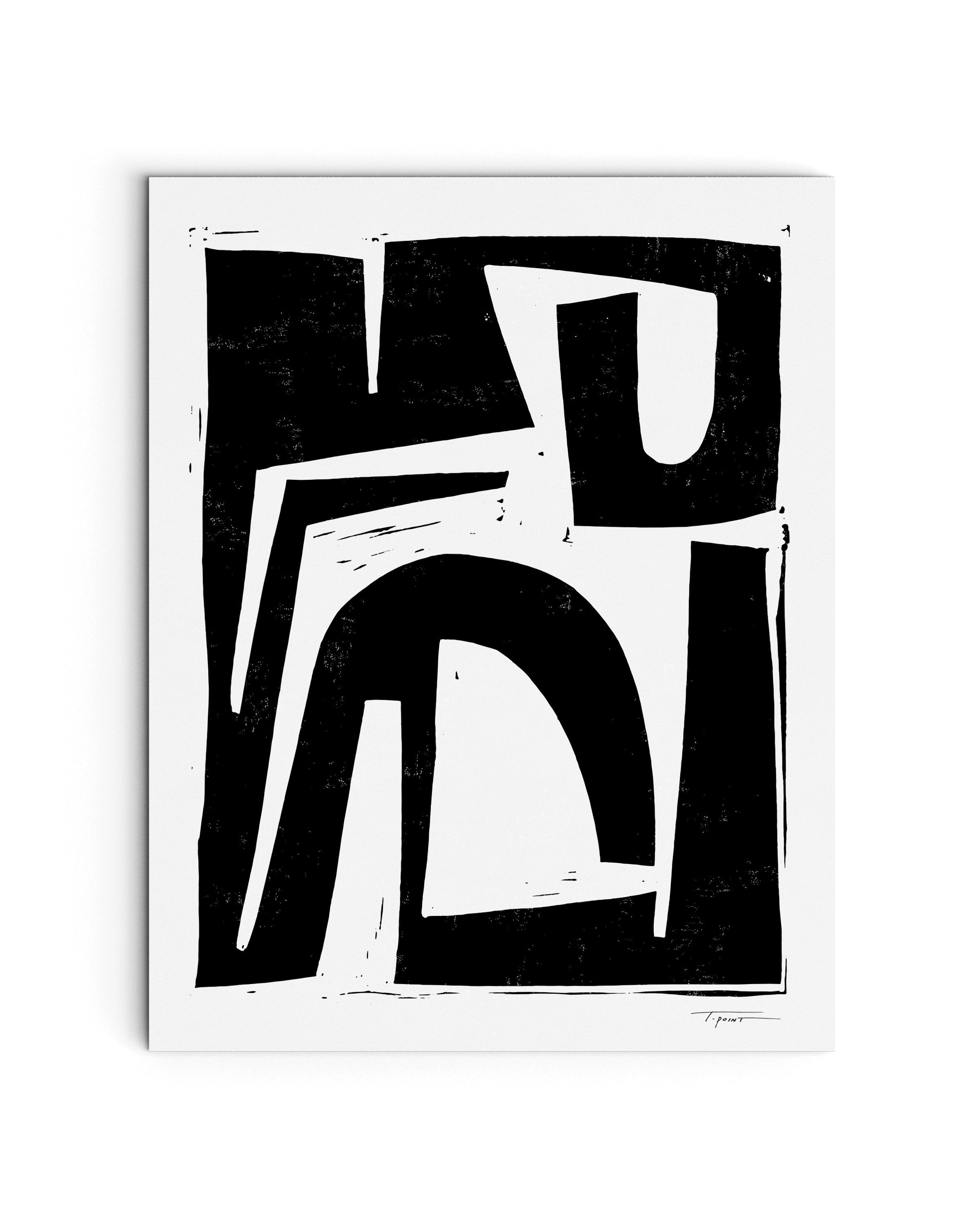 Reversible No.1 Linocut Block Print Art Print Modern Art Etsy