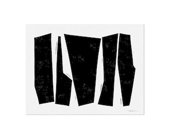 Colliding Shapes, Reproduction, Linocut Block Print, Art Print, Modern Art, Contemporary Art, Wall Art, Organic