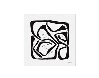 Restless III - Linocut Square Block Print, Art Print, Modern Art, Minimalist Art, Geometric Art,  Wall Art