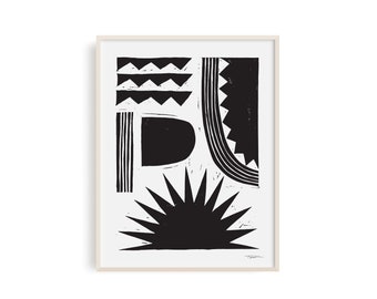 Burst - Linocut Block Print, Art Print, Modern Art, Minimalist Art, Geometric Art,  Wall Art