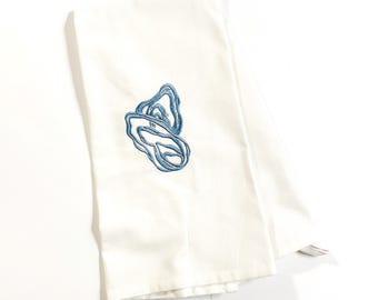 Oysters Duo Embroidered Decorative Tea Towel - Kitchen Towel, Gift, Housewarming Gift, Modern, Gift Under 20