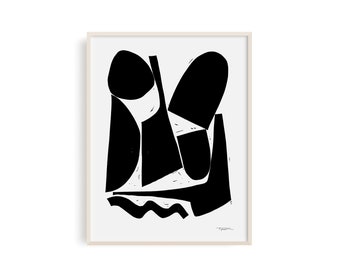 Together - Linocut Block Print, Art Print, Modern Art, Minimalist Art, Geometric Art,  Wall Art