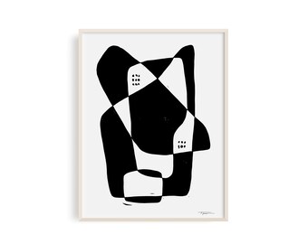 Opposites II - Linocut Block Print, Art Print, Modern Art, Minimalist Art, Geometric Art,  Wall Art