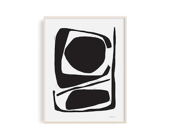 Embrace - Linocut Block Print, Art Print, Modern Art, Minimalist Art, Geometric Art,  Wall Art