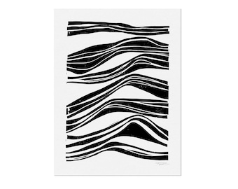 Abstract Waves, Linocut Block Print, Art Print, Modern Art, Geometric Art, Digital Art, Wall Art, Abstract Art