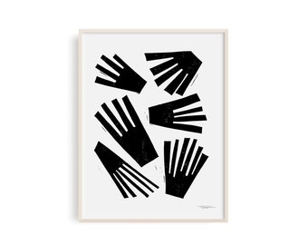 Modern Blooms, Linocut Block Print, Art Print, Modern Art, Minimalist Art, Geometric Art, Digital Art, Wall Art, Abstract, Floral, Flowers