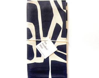MIS-PRINT -  Natural Kitchen Towel - Elongated Shapes - Dark Navy Screen-Printed Towel, Kitchen Towel, Gift, Housewarming Gift, Modern
