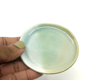 Dillard - Double Dipped Small Hand-formed Porcelain Dish - Sea Glass/Spotted Green, Handmade, Gift, Ceramic Dish, Trinket Dish, Ring Dish