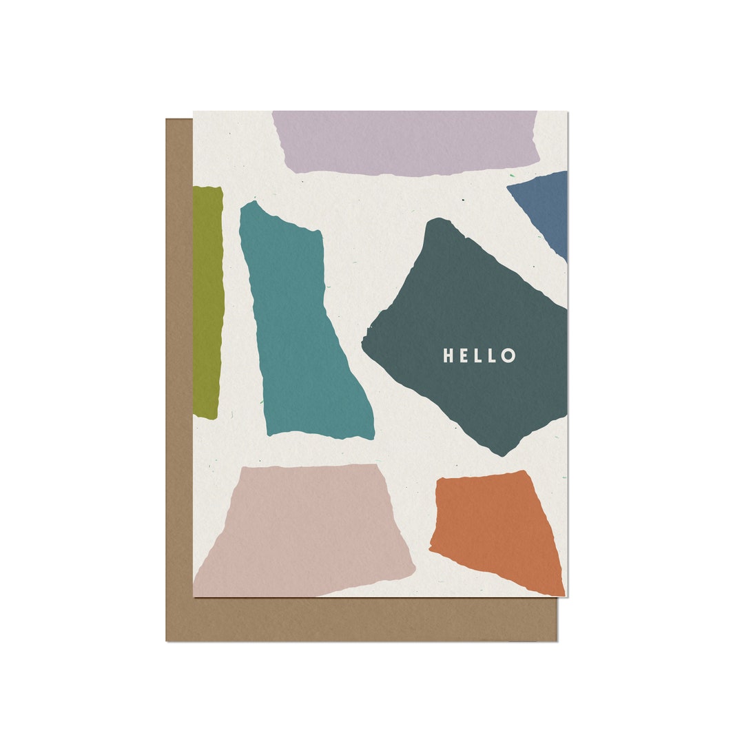 Hello Torn Shapes Blank Card Set of 5 Cards Greeting Card Etsy