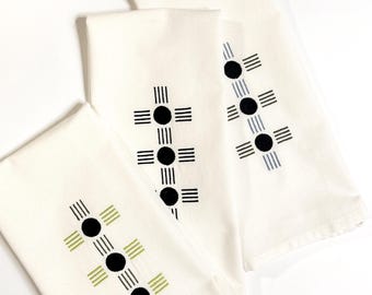 Balanced Embroidered Decorative Tea Towel - Kitchen Towel, Gift, Housewarming Gift, Modern, Gift Under 20