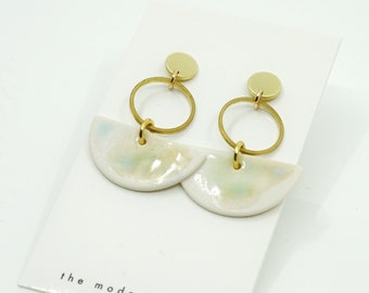 Hayden -  Modern  Porcelain Earrings - Colorplay Glaze, Porcelain Earrings, Modern Earrings, Porcelain Jewelry, Gift