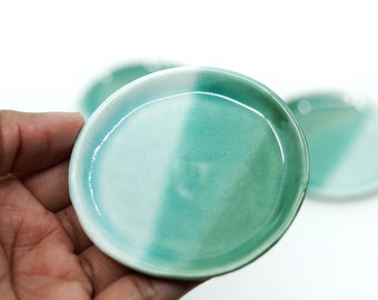 Dillard - Double Dipped Small Hand-formed Porcelain Dish - Sea/Green, Handmade, Housewarming Gift, Ceramic Dish, Trinket Dish, Ring Dish