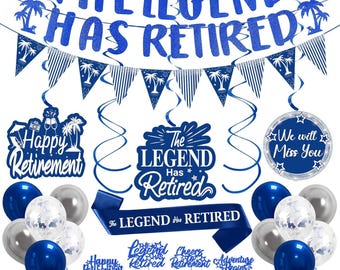 24PCS Happy Retirement Party Decorations Blue Silver Theme - Etsy