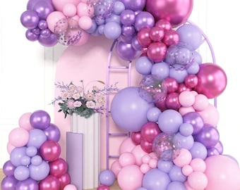 Pink Purple Balloon Garland Kit 153pcs | Balloon Arch Kit Mixed Sizes | Birthday Bridal Baby Shower Party Decorations