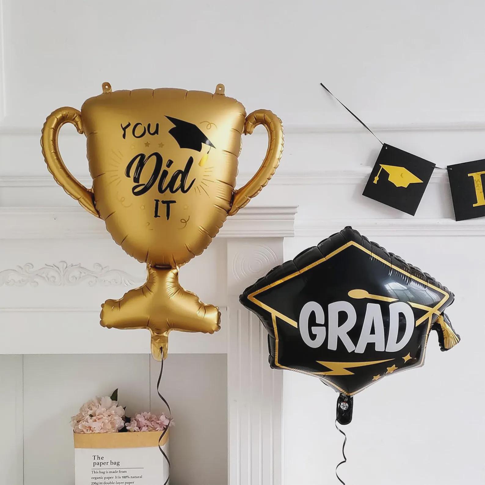135pcs Graduation Balloon Garland Kit | Black Gold White Balloons Arch ...