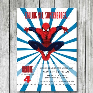 Spiderman Birthday  Invitation anniversaire, Carte invitation  anniversaire, Anniversaire spiderman