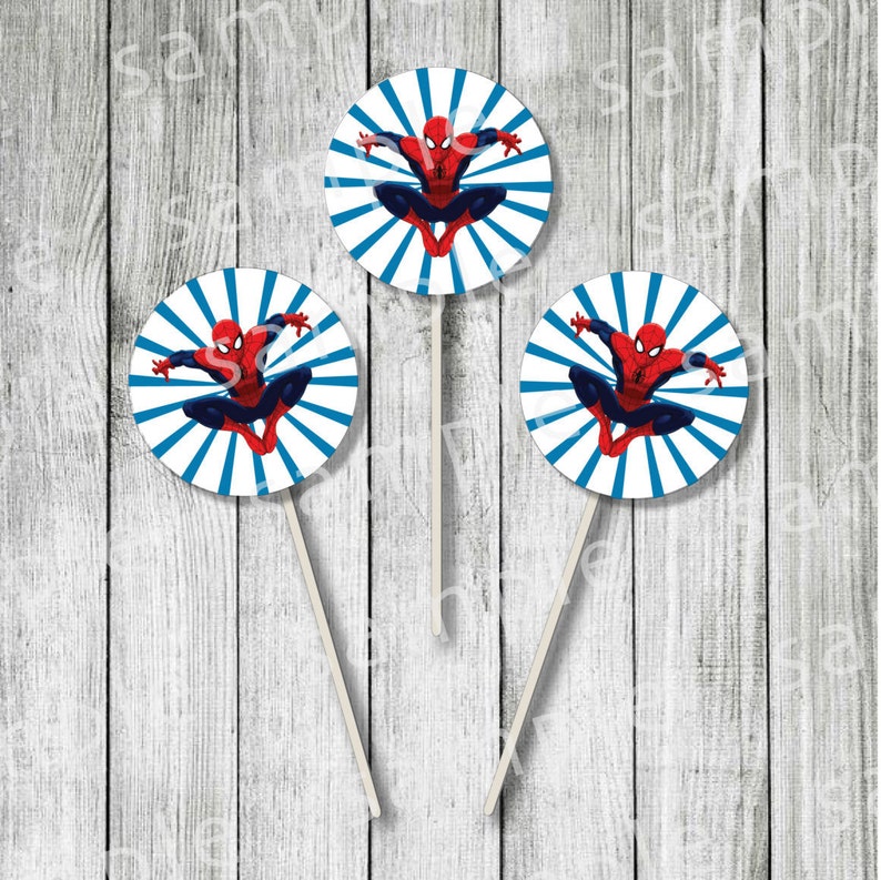 Spiderman Cupcake Topper Printable Superhero Cupcake Topper Etsy