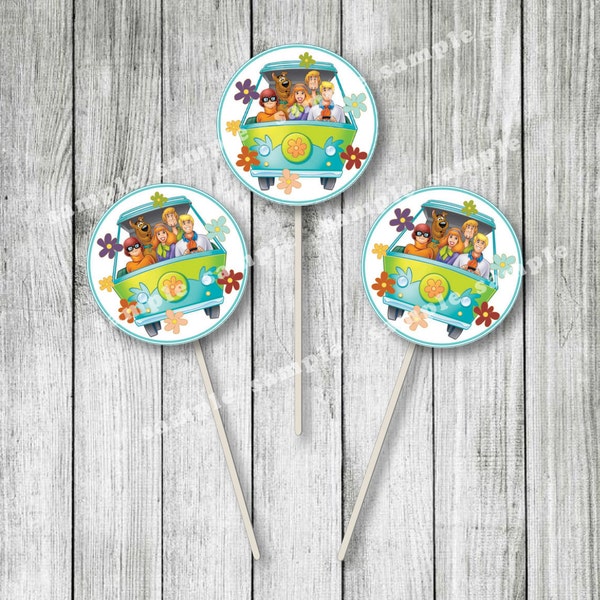 Scooby-Doo Cupcake Topper - Mystery Machine Cupcake Toppers - Printable Scooby-Doo Cupcake Toppers - Instant download scooby cupcake toppers