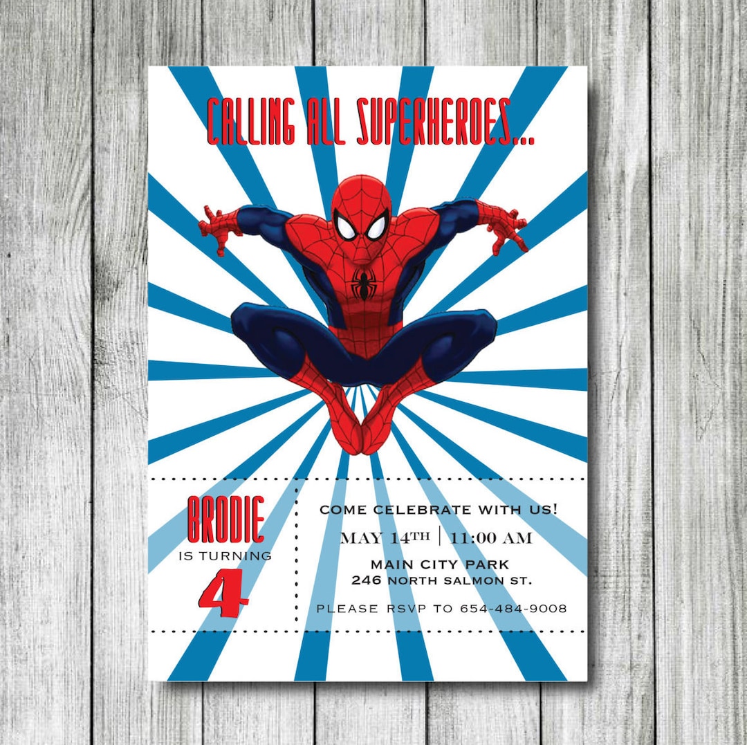 Spiderman Birthday Invitation Superheroes Birthday Invitation Printable  Spiderman Invitation 