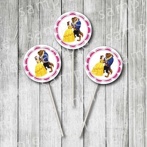 Belle Cupcake Toppers - Die Schöne und das Biest Cupcake Toppers - Druckbare Belle Cupcake Toppers - Instant download Belle Cupcake Toppers