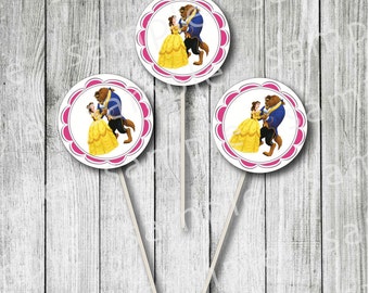 Beauty and the Beast Cupcake Toppers: Belle Printable (Digital Download)