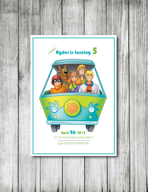 Scooby Doo Birthday Invitaion Mystery Machine Birthday Etsy
