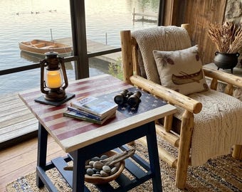 Hand-Painted Nautical Americana Side Table by Tennessee Enterprises Inc.
