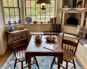 Mid-Century Colonial Revival Drop-Leaf Table  2 Windsor Spindle-Back Chairs by S. Bent & Bros.
