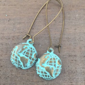 Globe Earrings, World Map Earrings, Travel, Adventure image 1