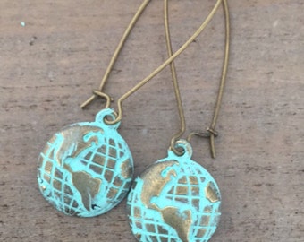 Globe Earrings, World Map Earrings, Travel, Adventure