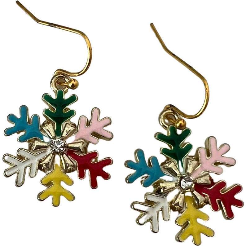 Rainbow Snowflake earrings, Christmas earrings image 2