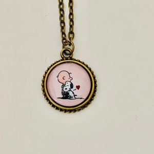 Charlie Brown Snoopy Valentine Pendant Necklace, peanuts gang jewelry, gift for her image 4