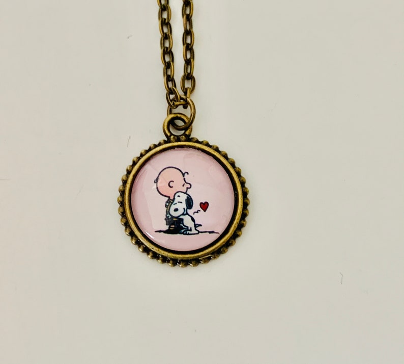 Charlie Brown Snoopy Valentine Pendant Necklace, peanuts gang jewelry, gift for her image 4