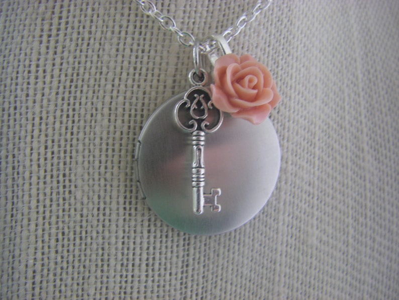 I'll Love You Forever I'll Like You For Always Mommy Silver Locket Key Pink Rose Silver Locket Necklace Mother's Day For Mom Of Bride Gift image 2