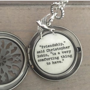 Pooh Friendship Locket, Friendship Necklace, Friendship, said Christopher Robin is a very comforting thing to have, silver locket
