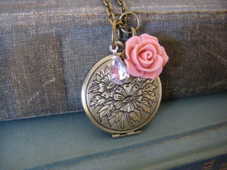 My Mother My Friend Locket Necklace Rose Dangle Rhinestone Dangle Gift For Mom Mother Of Bride Daughter To Mom Gift Quote Locket image 2