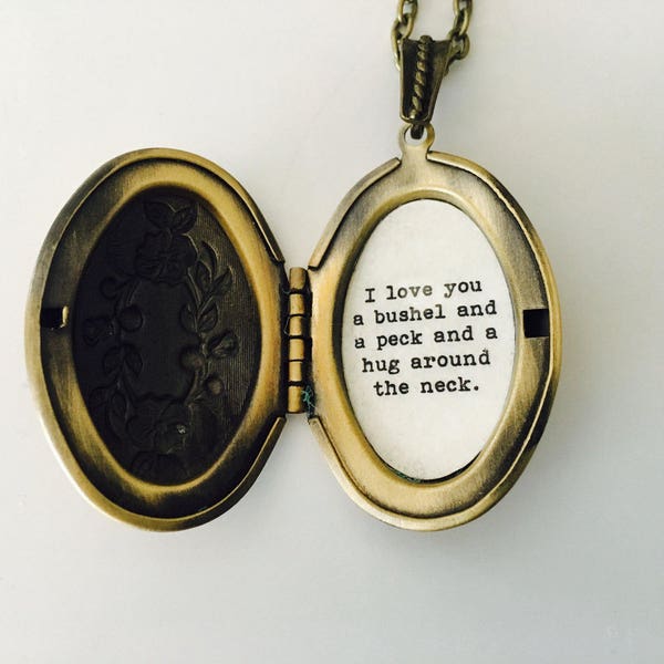 I love you a bushel and a peck and a hug around the neck, locket , keepsake locket, gift for mom, daughter