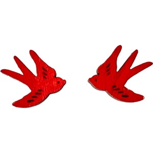 Red bird earring studs